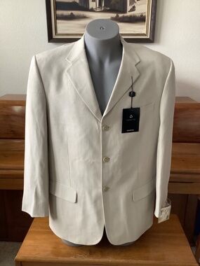 Men's CLAIBORNE Beige Washed Silk JACKET Blazer SPORT COAT Size 42R NWT